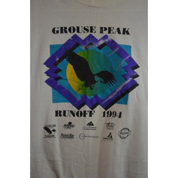 Grouse Peak Runoff 1994 Medium White Cotton Shirt Fruit of Loom Vtg Vancouver - Picture 4 of 14